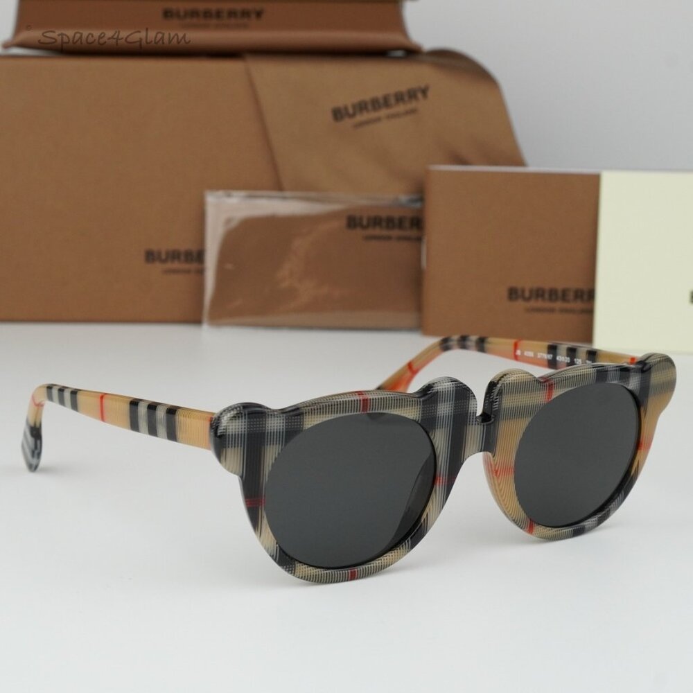 Burberry Girls Sunglasses Vintage Check Grey Round JB4355 KIDS 377887 BRAND NEW